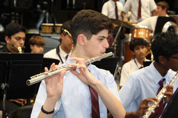 Student playing the flute
