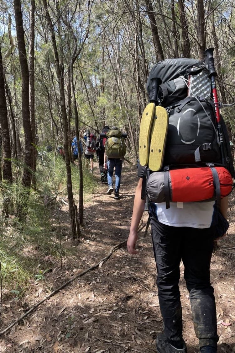 Student hiking